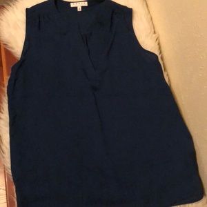 Blue sleeveless blouse